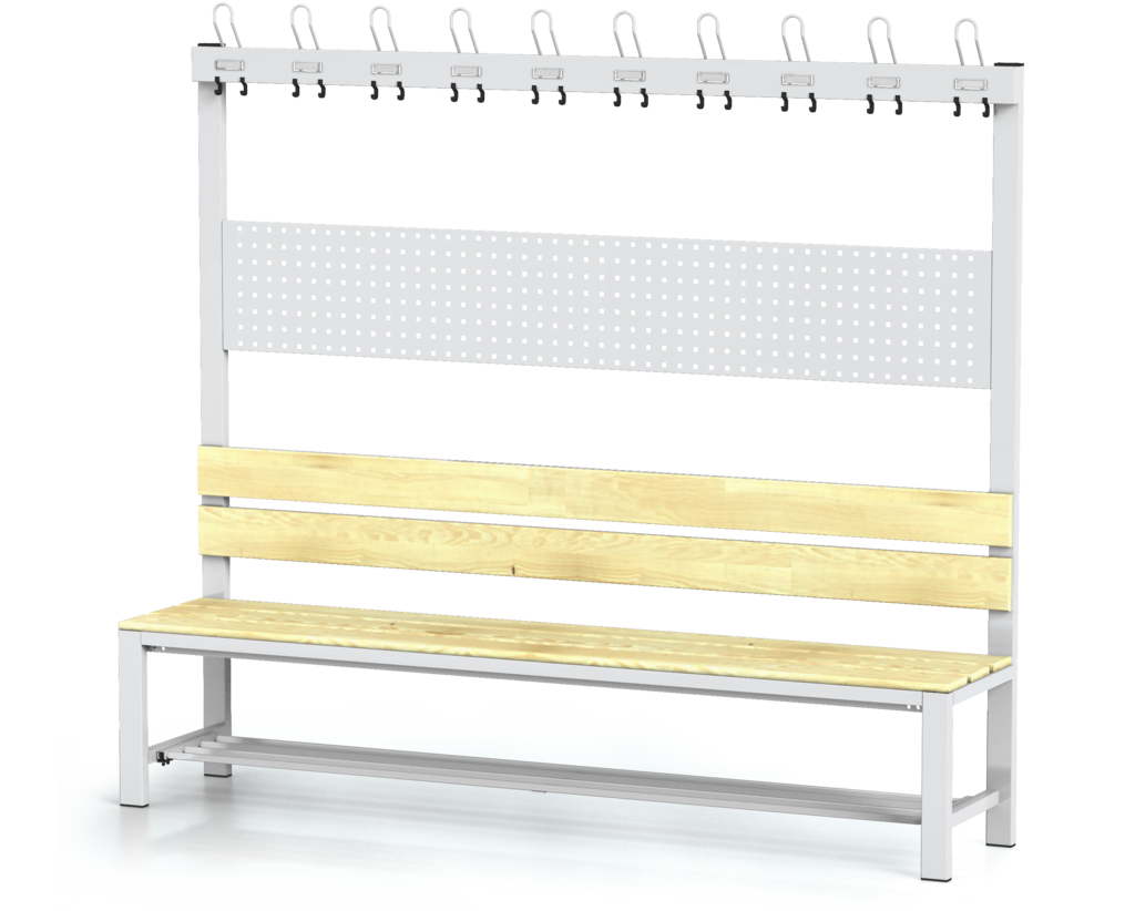Benches with backrest and racks, spruce sticks -  with a reclining grate 1800 x 2000 x 430